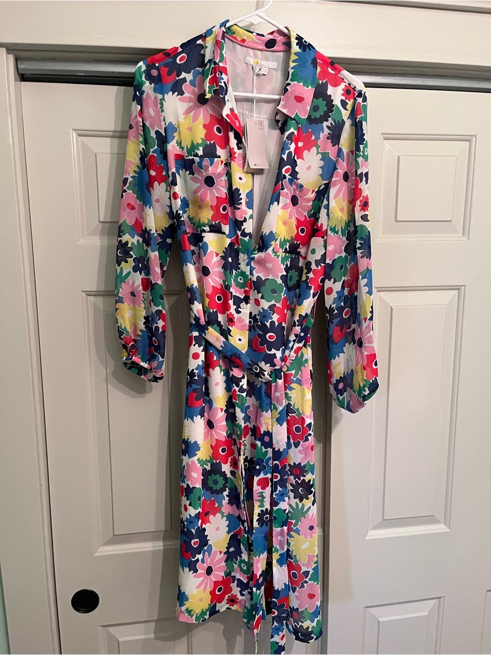 Boden Multi-Color Floral Long Sleeve Shirt Dress